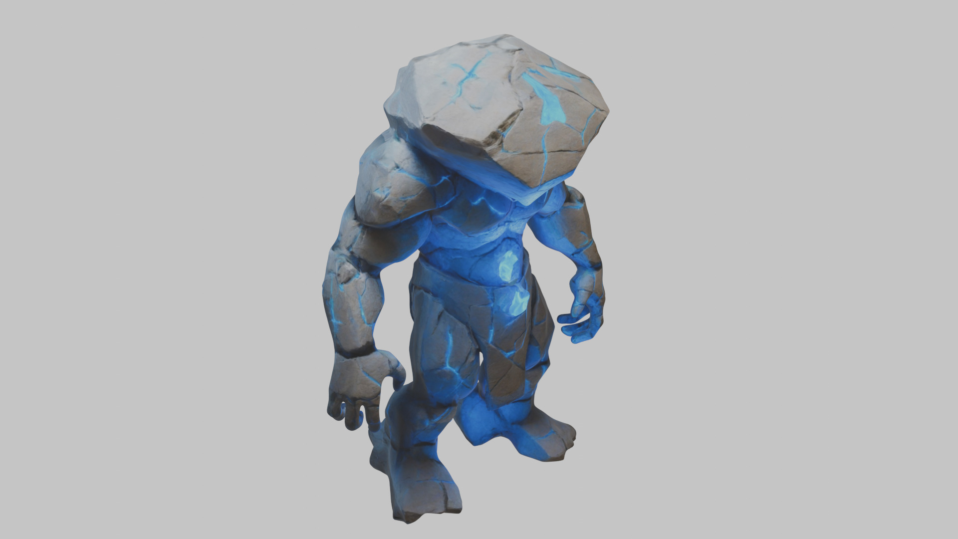 Golem Stone Character Low-poly 3D model_9