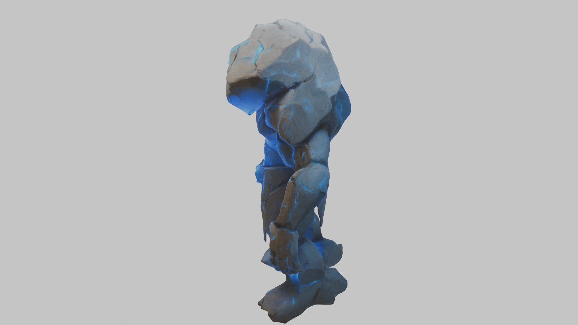 Golem Stone Character Low-poly 3D model_4