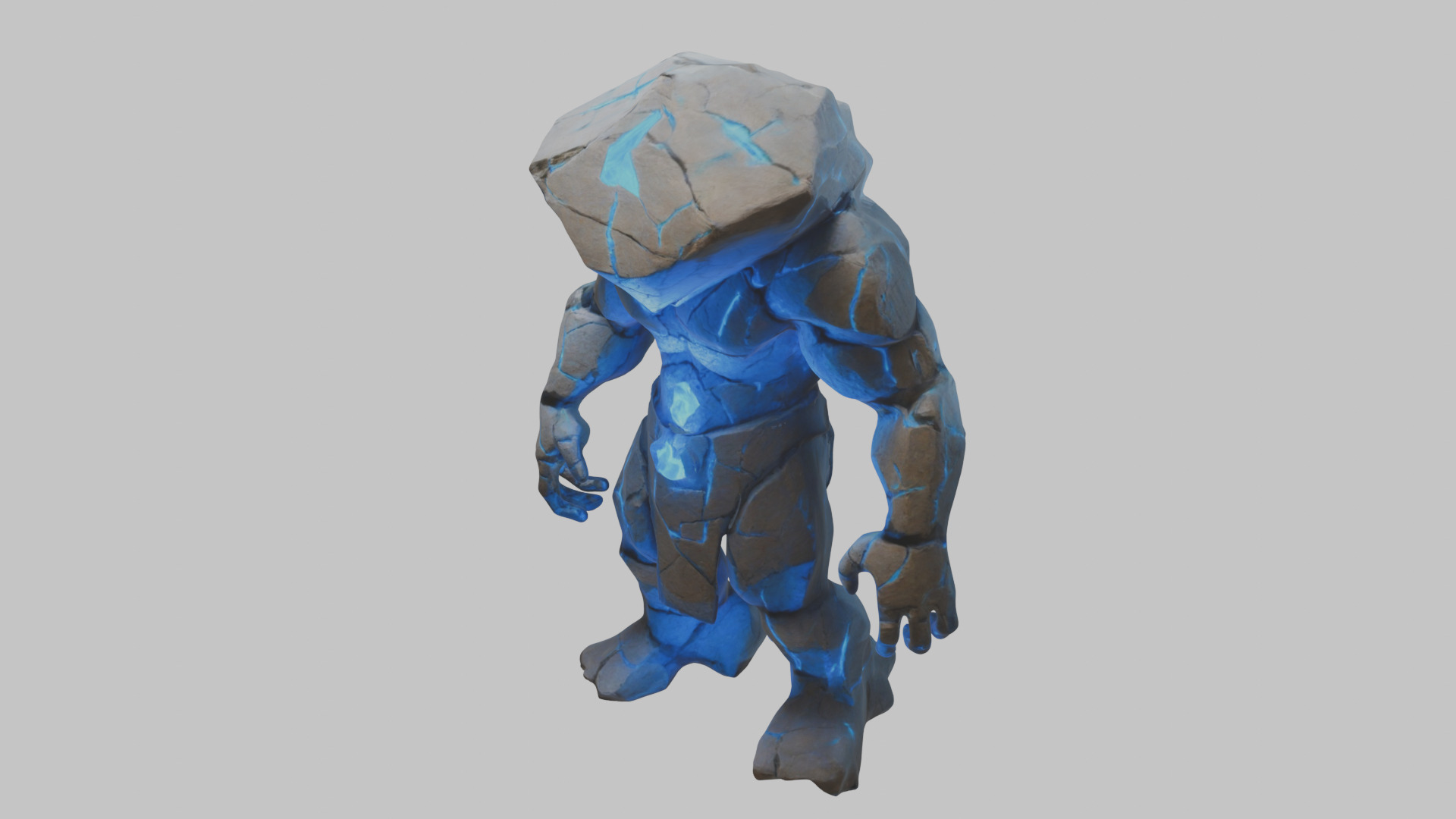 Golem Stone Character Low-poly 3D model_6