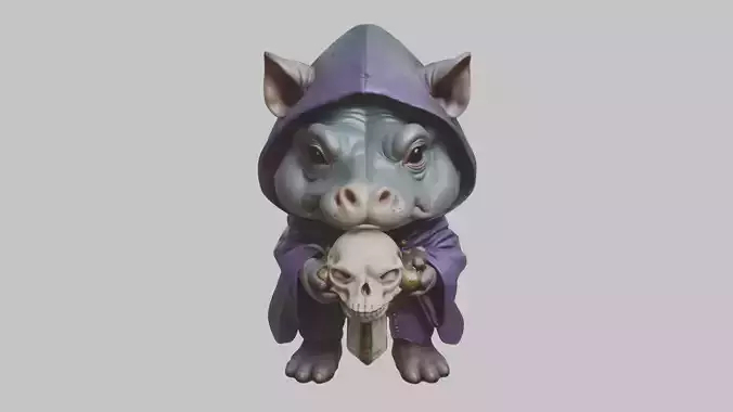 Moodeng hippo warlock Low-poly 3D model