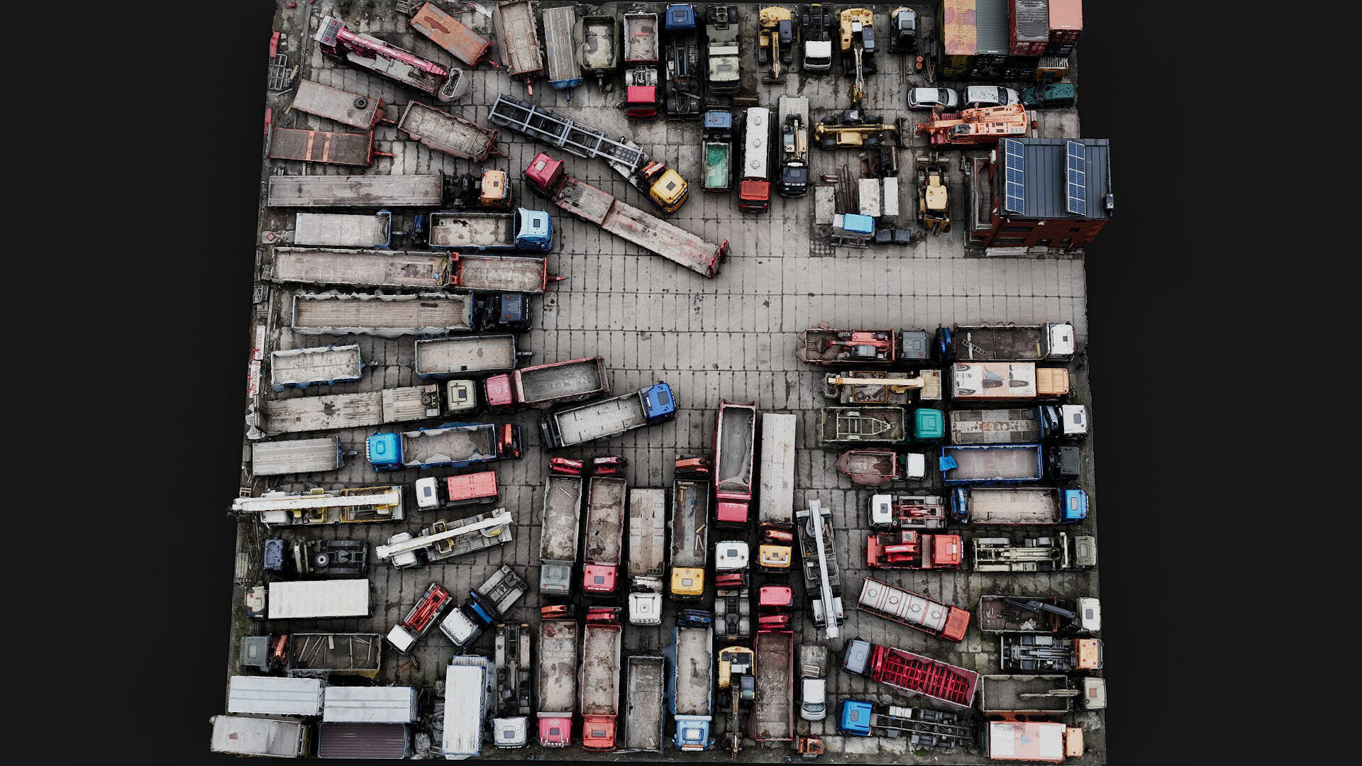 trucks machinery vehicles factory storage parking scan Low-poly 3D model_6