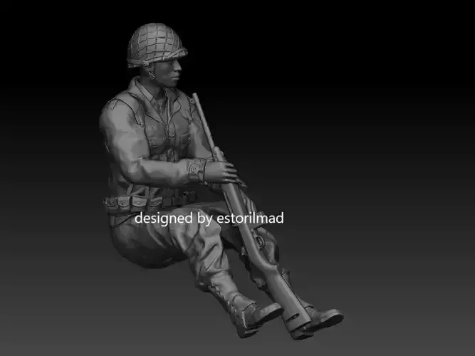 WW2 AMERICAN SOLDIER SITTING JEEP V2