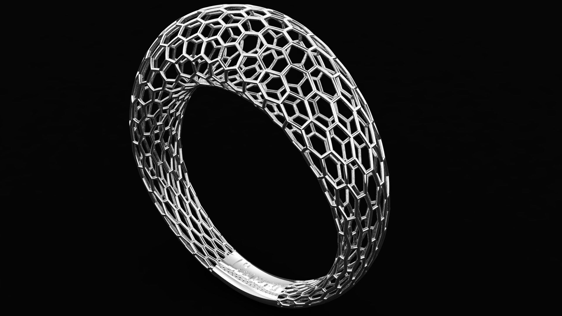 Honeycomb Ring 3D print model_2