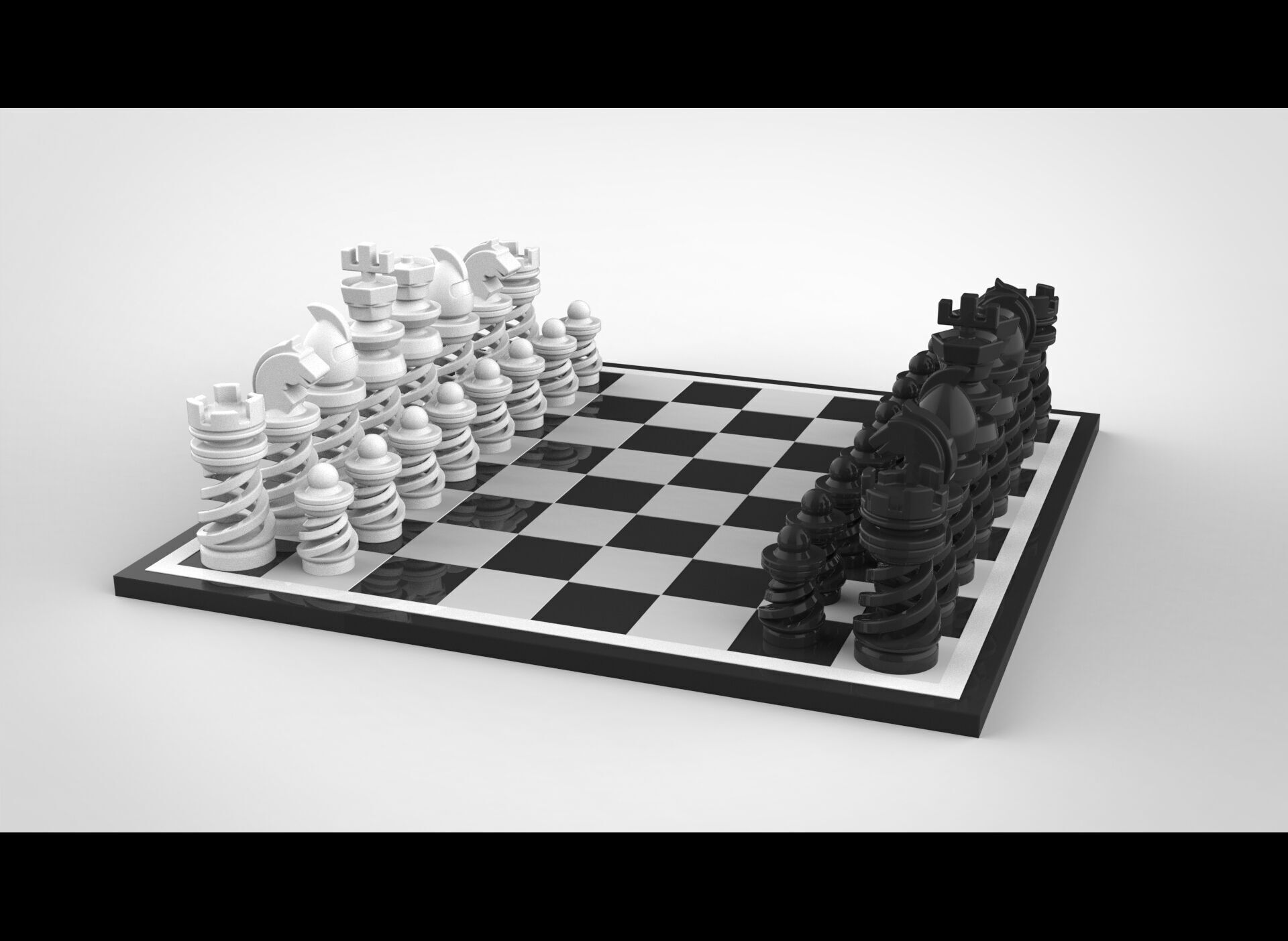Unique 3D Chess Set 3D print model_9
