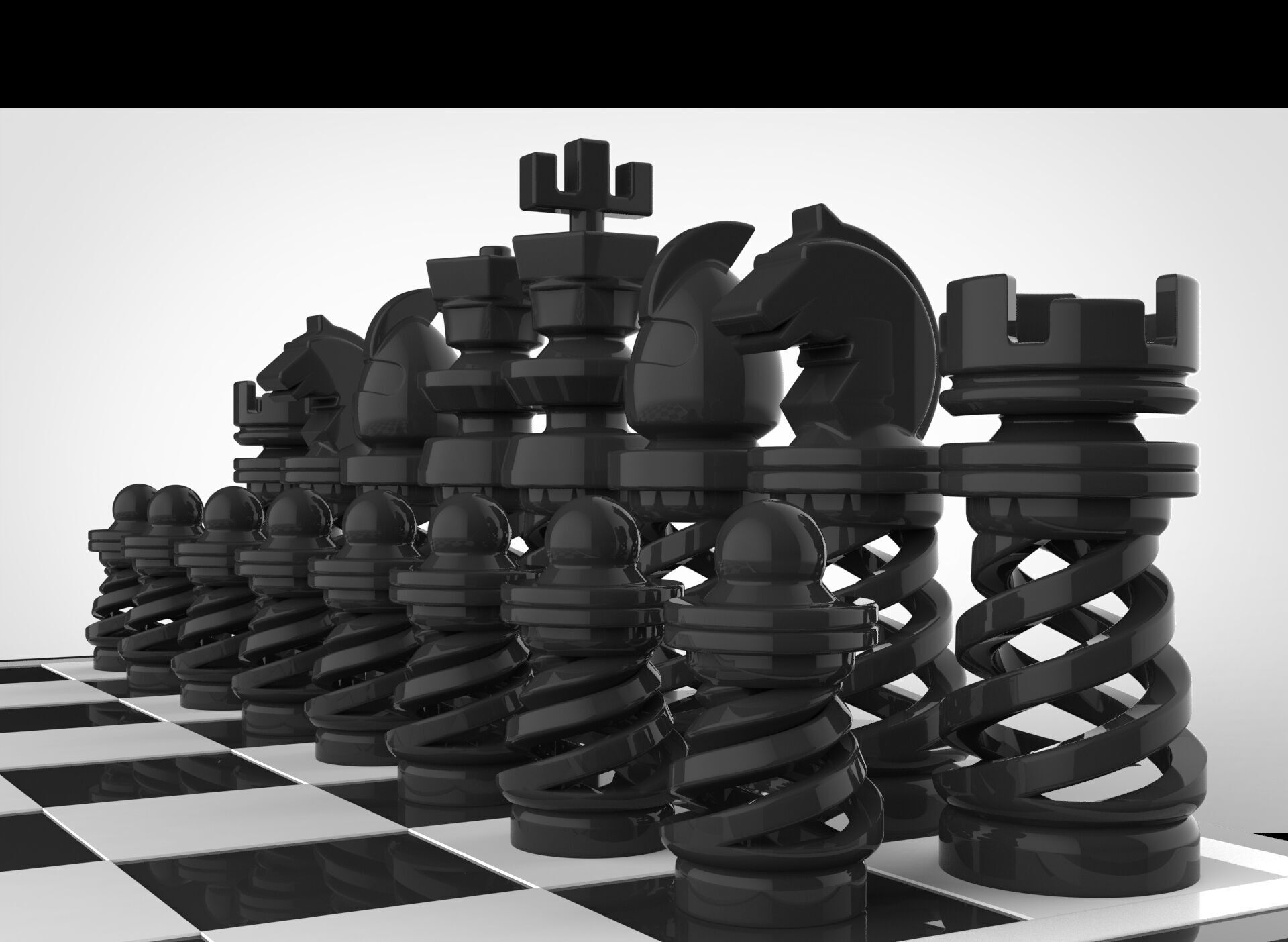 Unique 3D Chess Set 3D print model_4