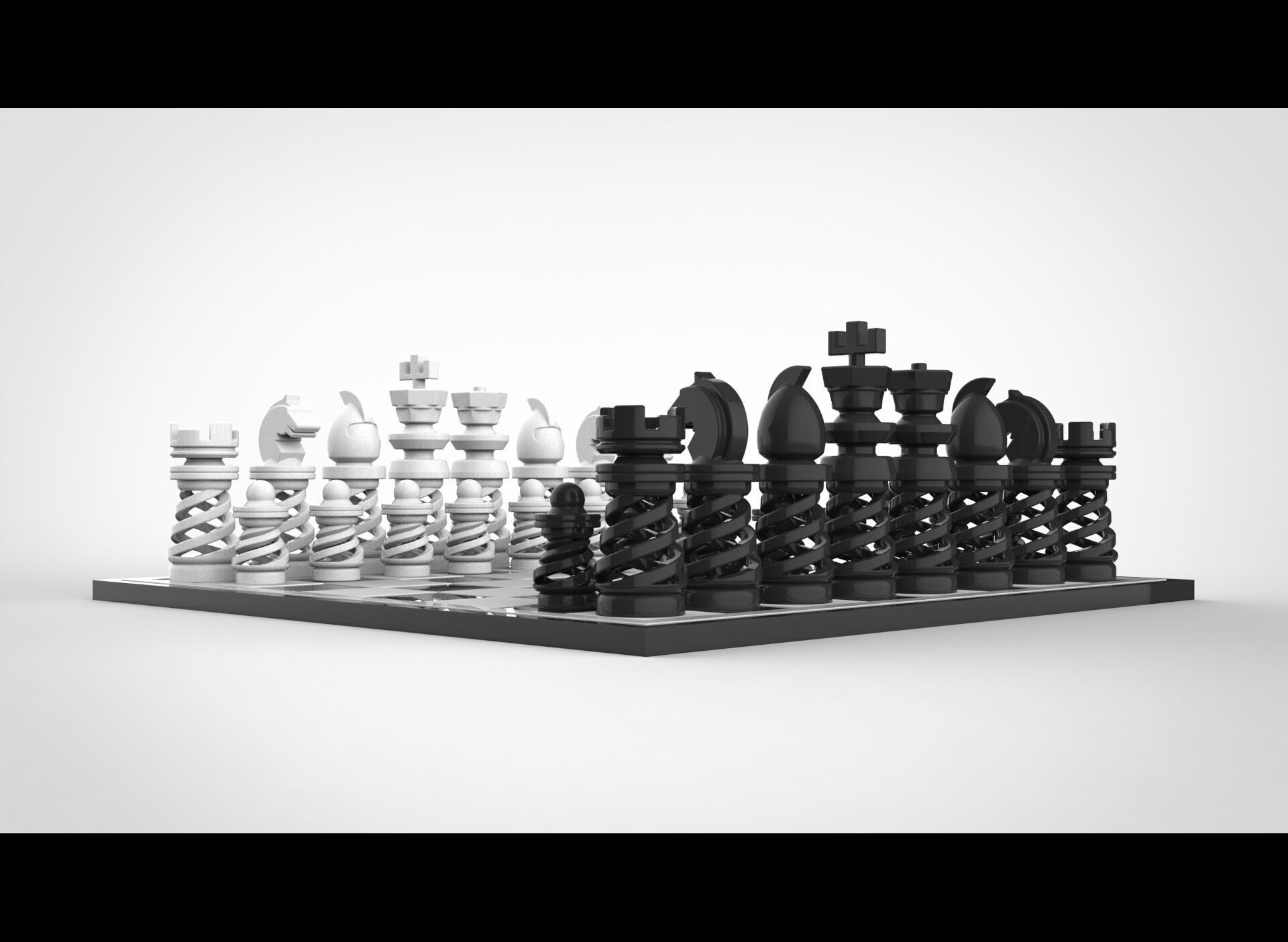 Unique 3D Chess Set 3D print model_1