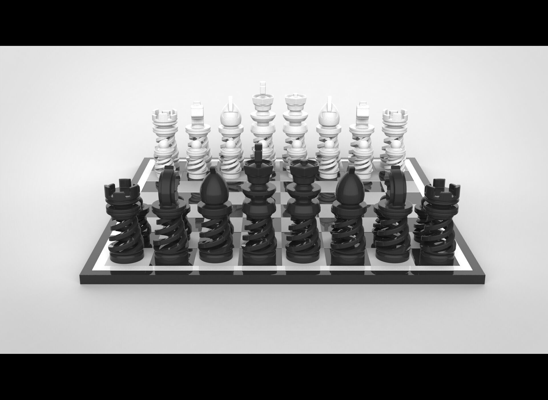 Unique 3D Chess Set 3D print model_2