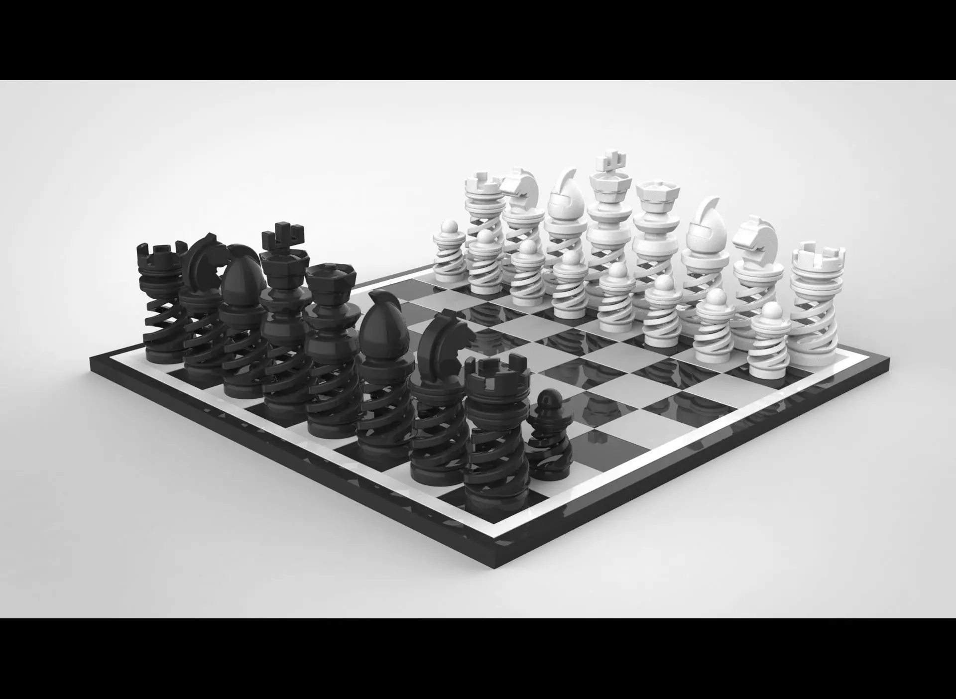 Unique 3D Chess Set 3D print model_0