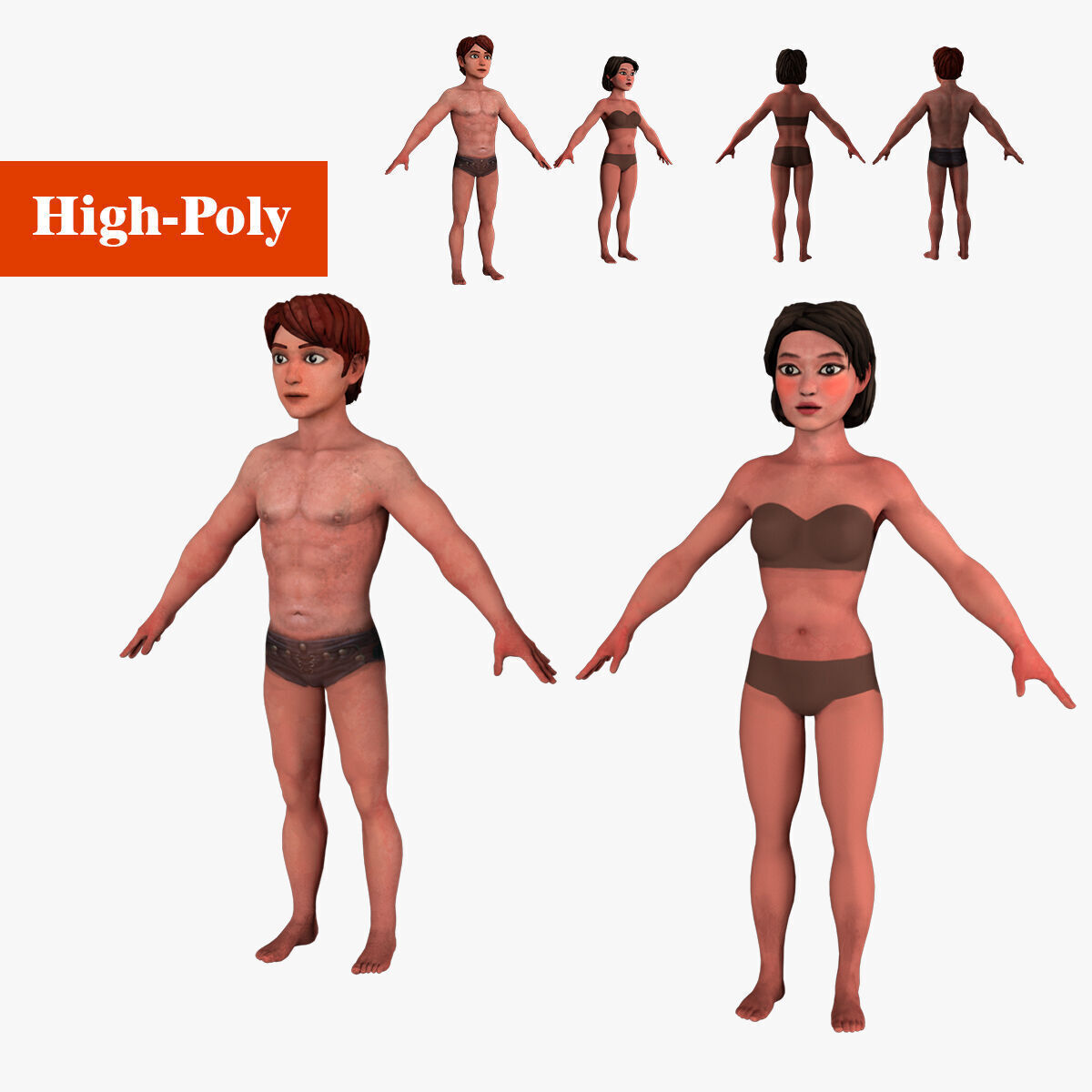 Asian people rig high-poly textured 3D model_1