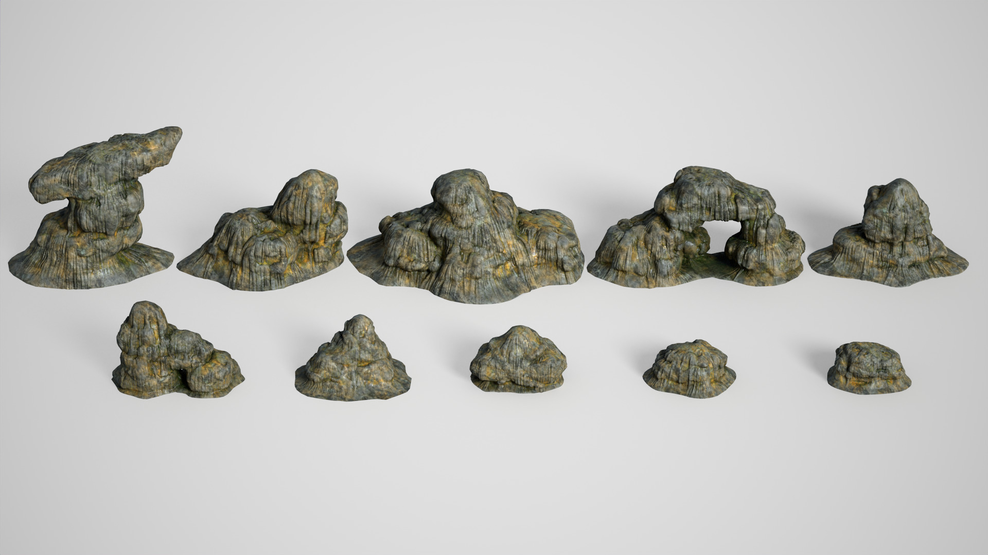 10 Modular Cave Bases - 250127 Low-poly 3D model_1