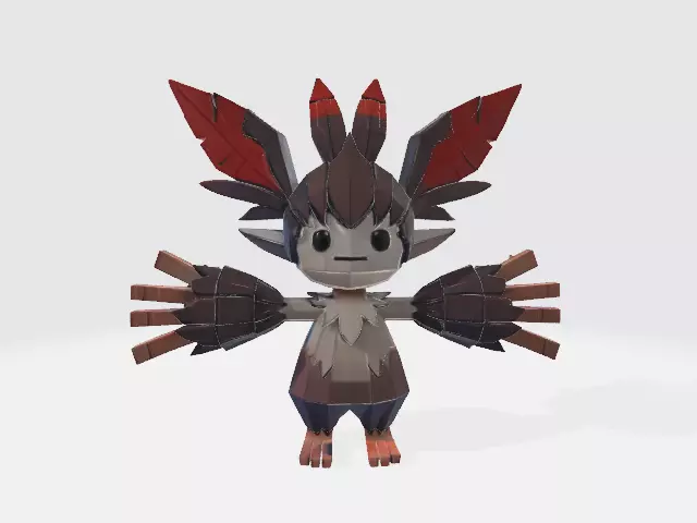 Lowpoly fantasy creature 3D model_0