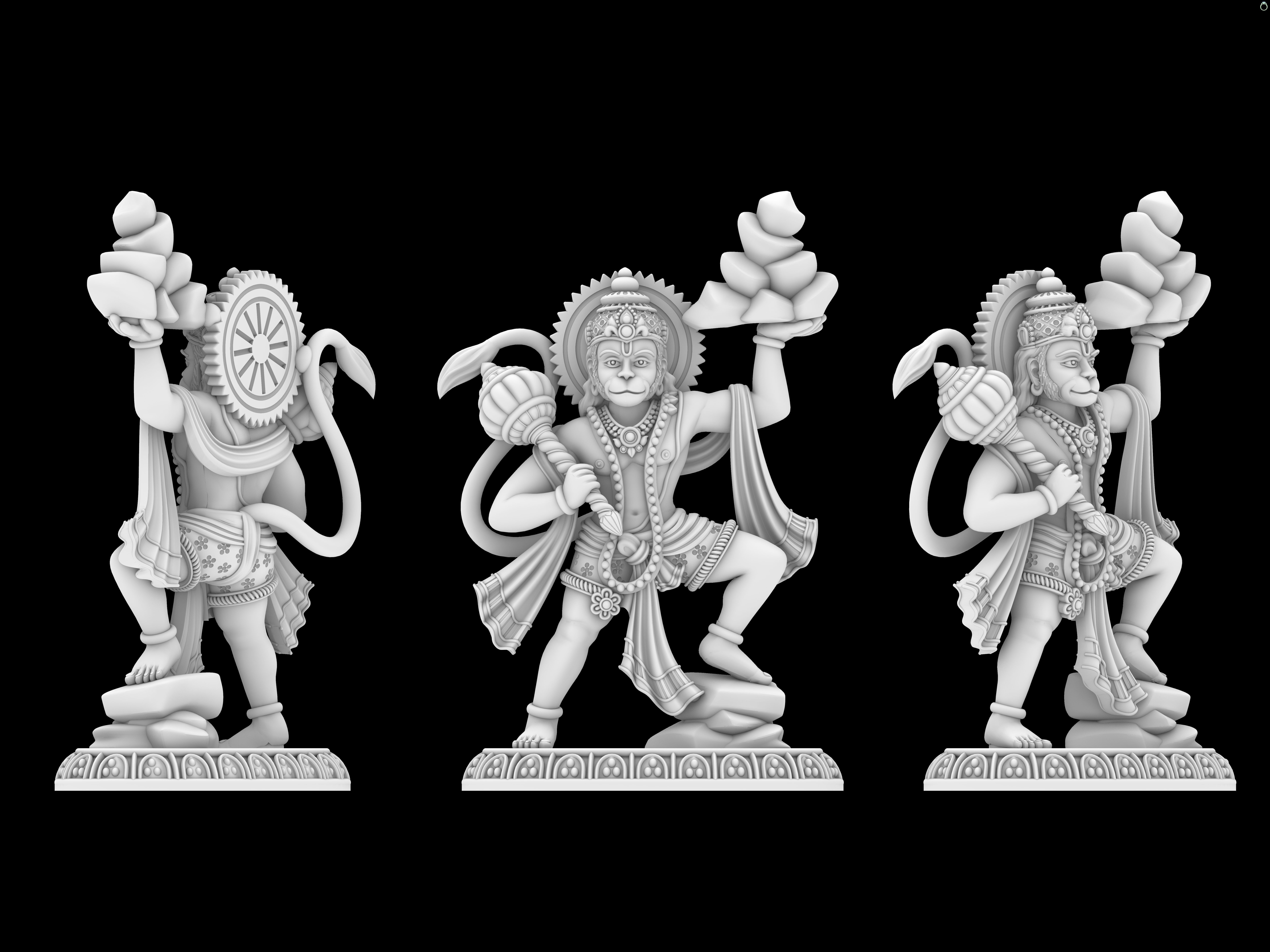 Hanuman With Pahad 3D print model_1