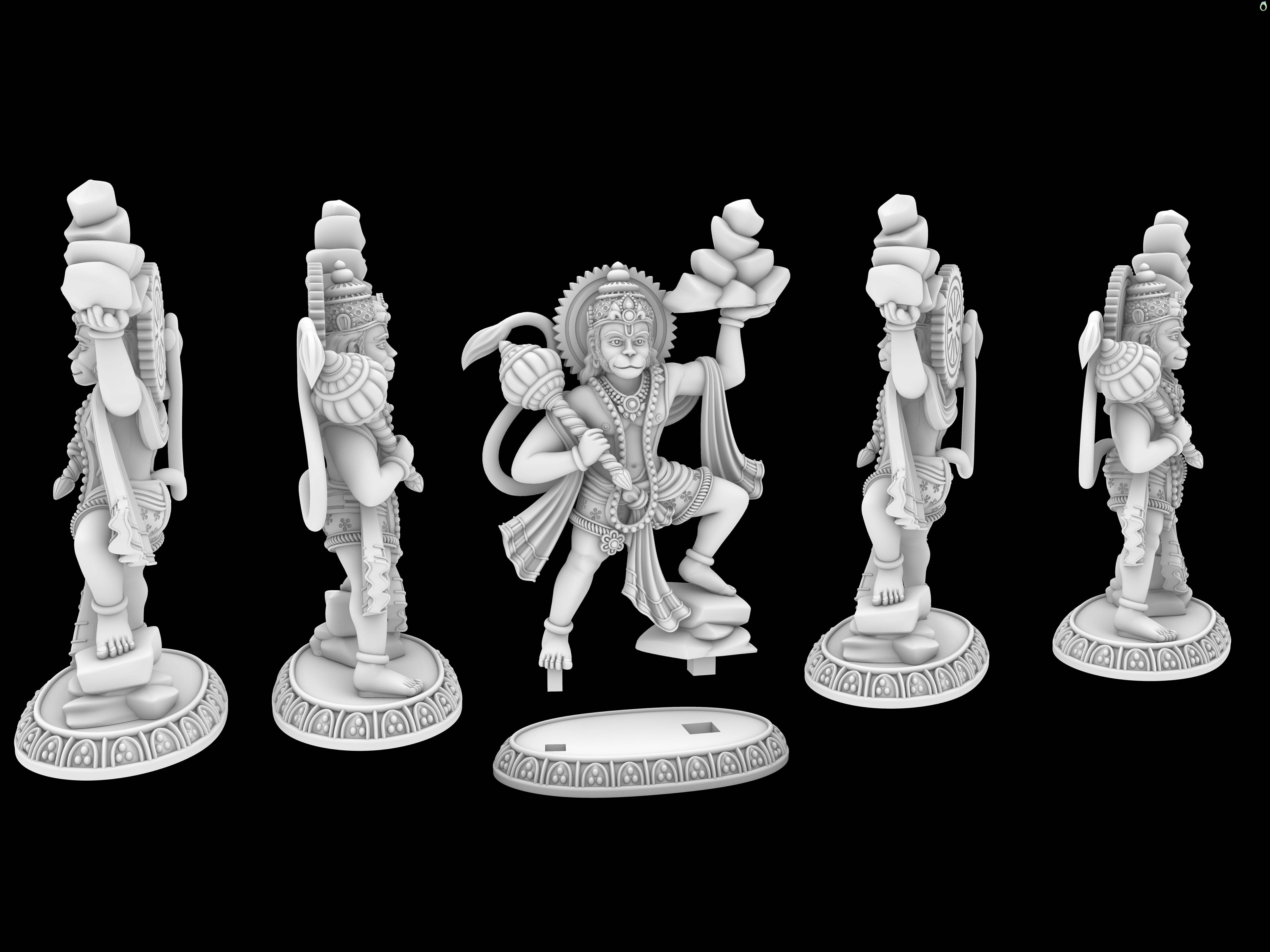 Hanuman With Pahad 3D print model_3