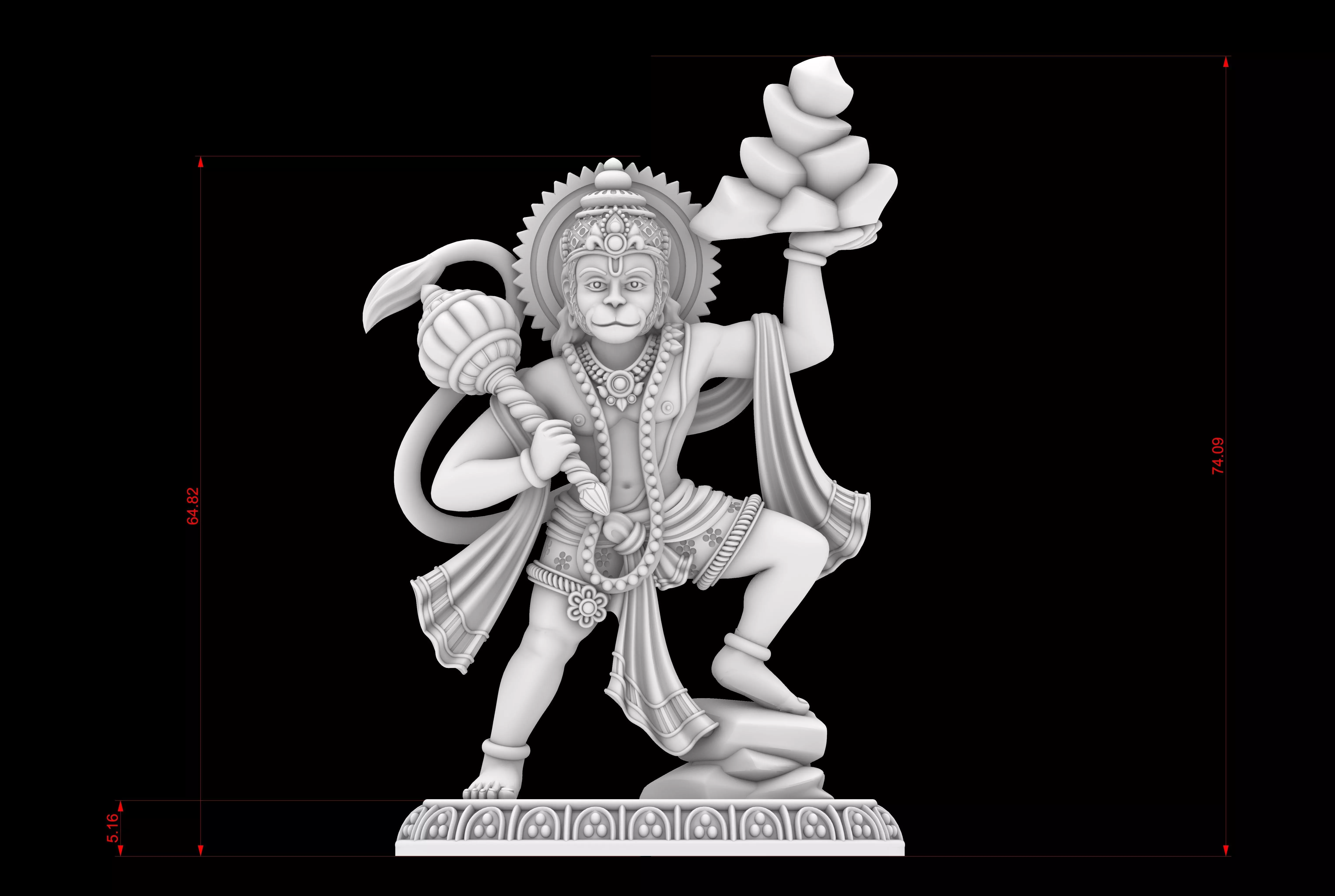 Hanuman With Pahad 3D print model_0