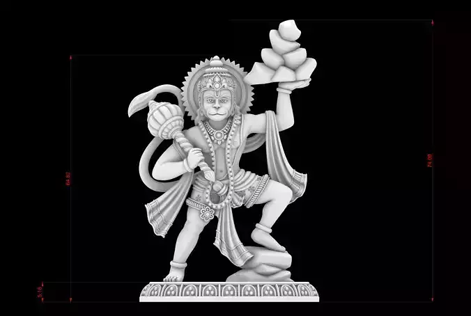 Hanuman With Pahad 3D print model