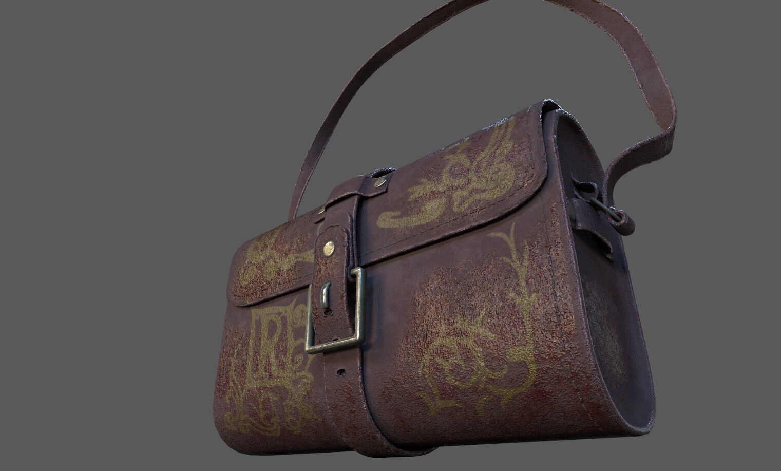 Leather Bag Low-poly 3D model_7