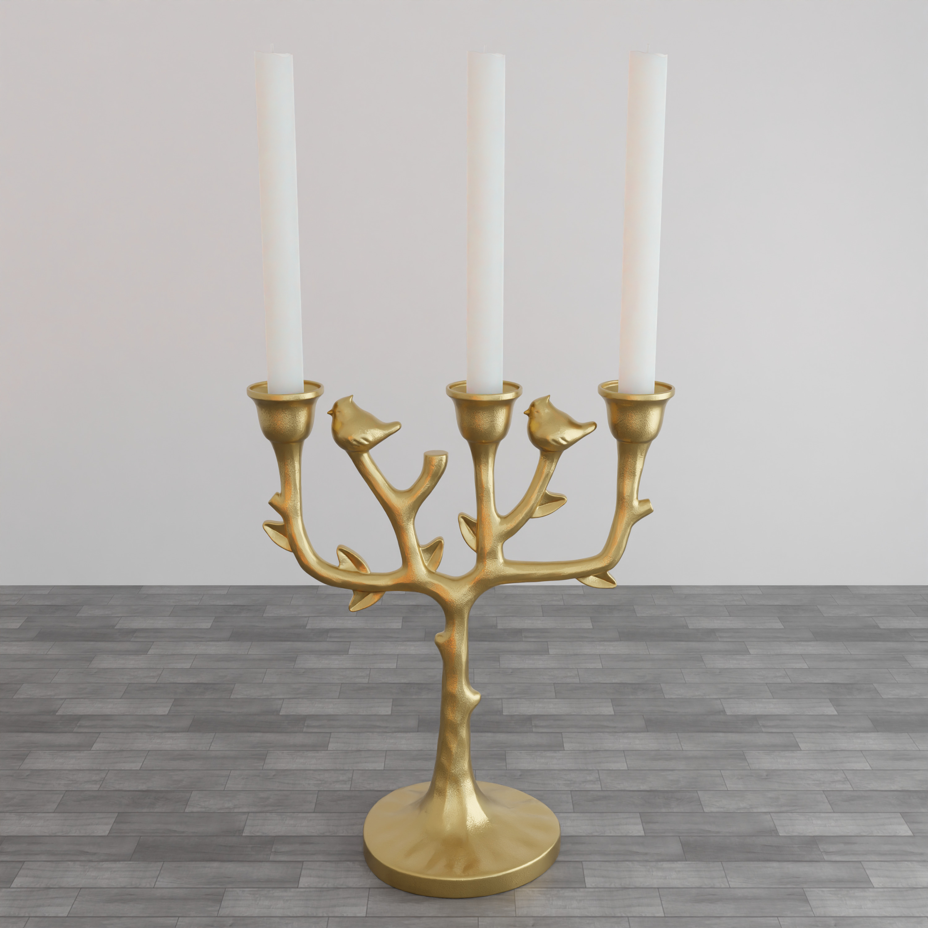 Gold Tree Branch with Bird Candle Holder Model 3D print model 3D print model_3