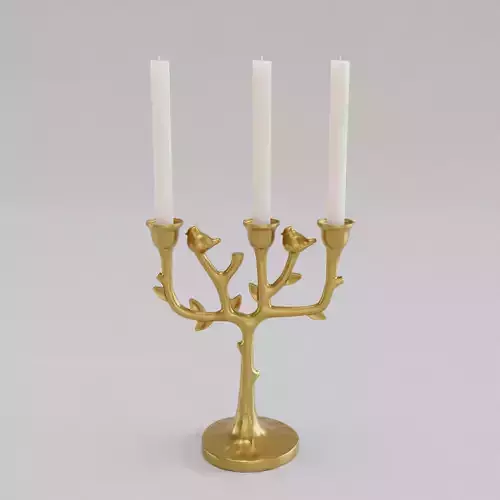 Gold Tree Branch with Bird Candle Holder Model 3D print model