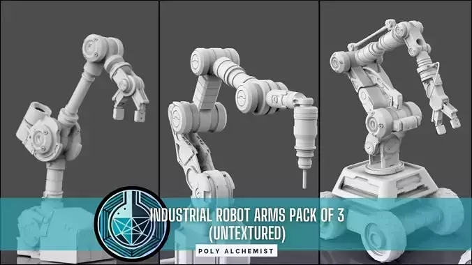 Industrial Robot Arms Pack Of 3  -Untextured  3D model