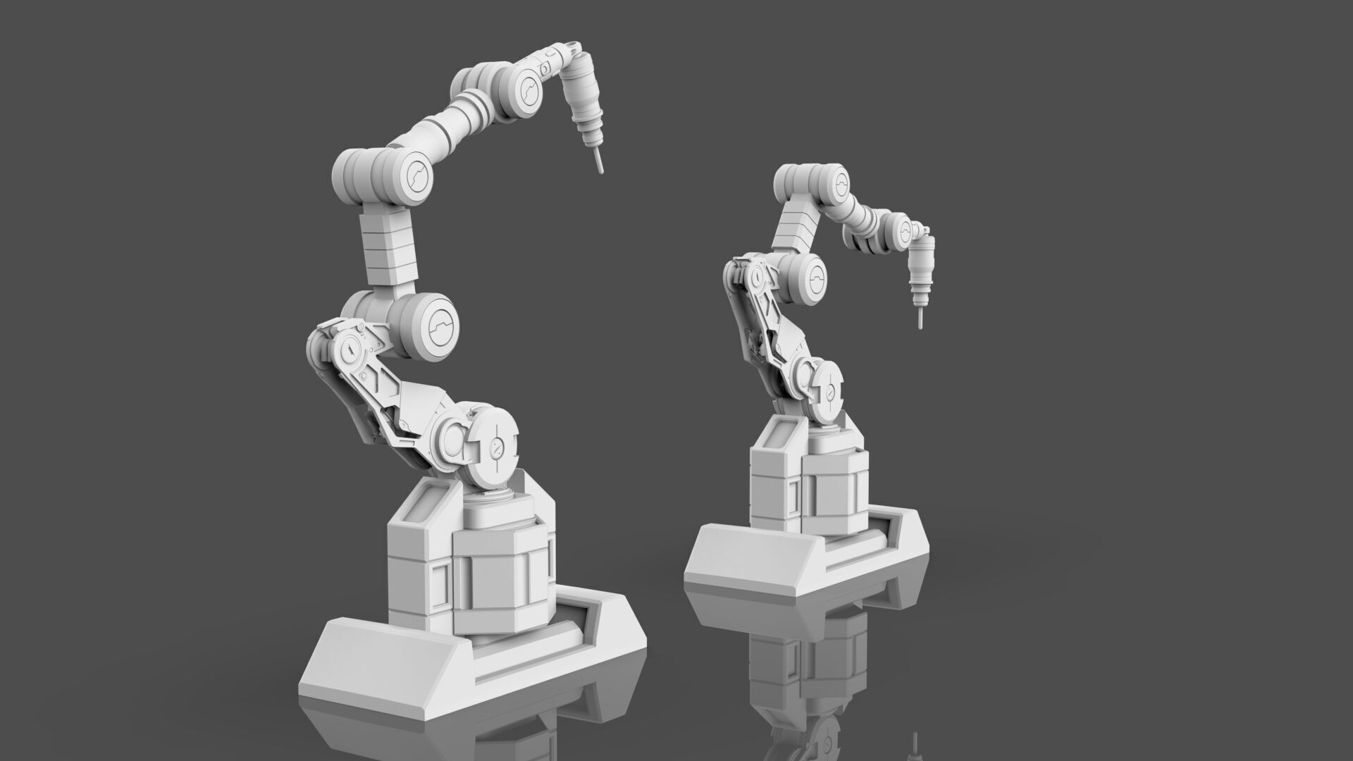 Industrial Robot Arms Pack Of 3  -Untextured  3D model_14