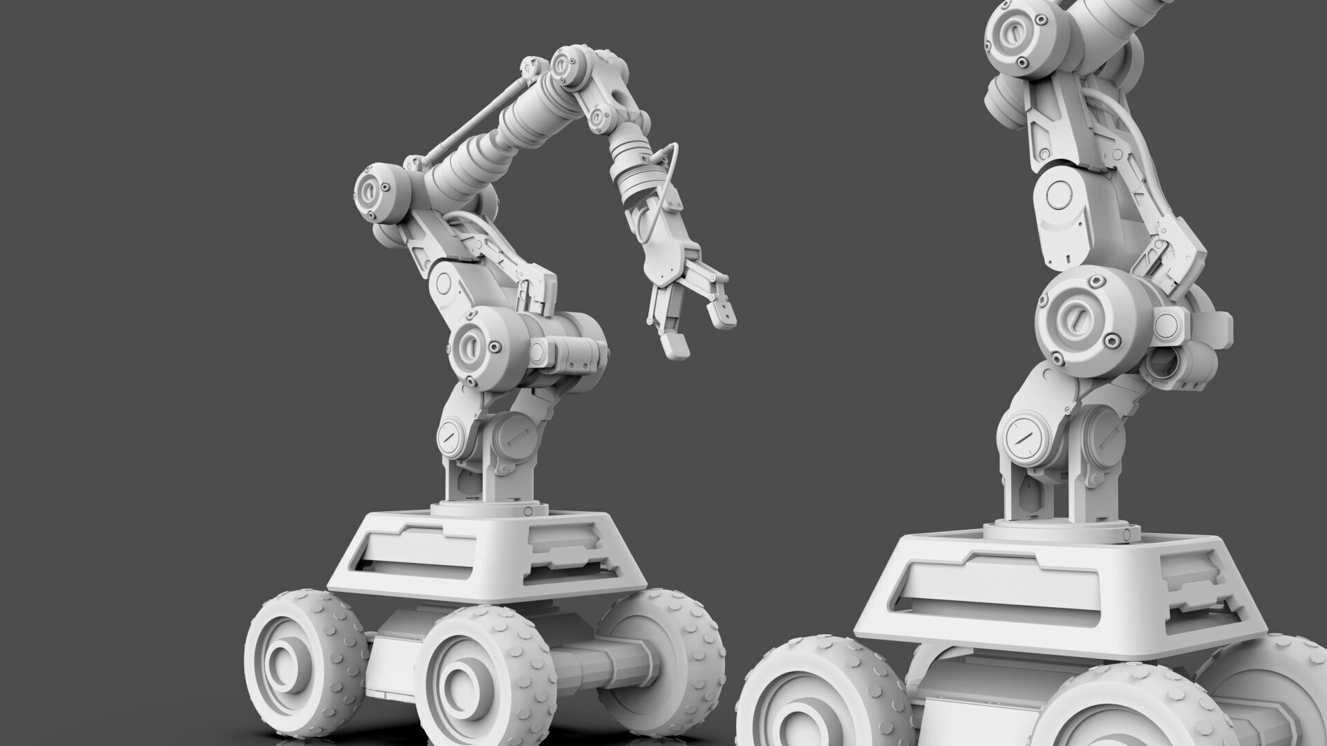 Industrial Robot Arms Pack Of 3  -Untextured  3D model_36
