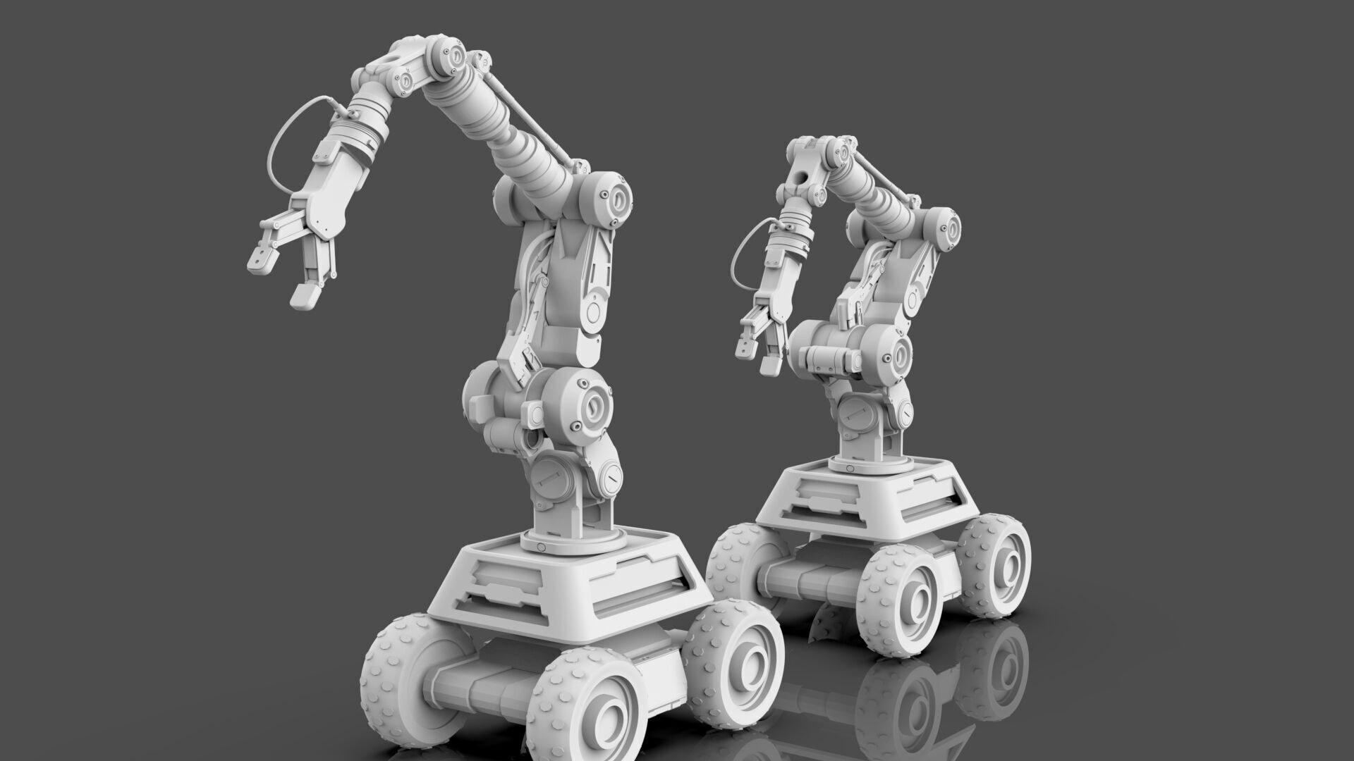 Industrial Robot Arms Pack Of 3  -Untextured  3D model_27