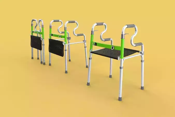 FOLDING WALKER SEAT FOLDABLE WALKING FRAME CHAIR STANDING AID 3D model