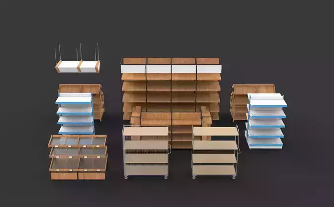 super market display racks 3D model