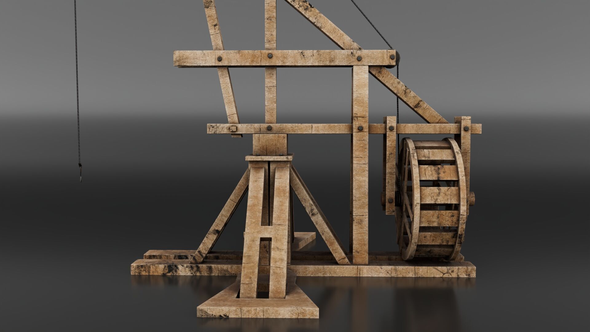 Medieval Lifting Device Low-poly 3D model_4