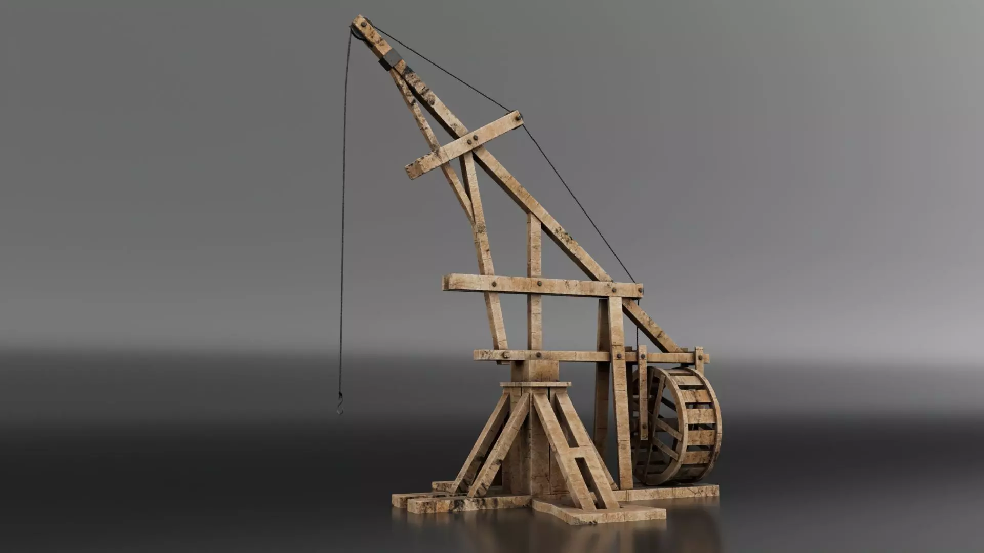 Medieval Lifting Device Low-poly 3D model_0
