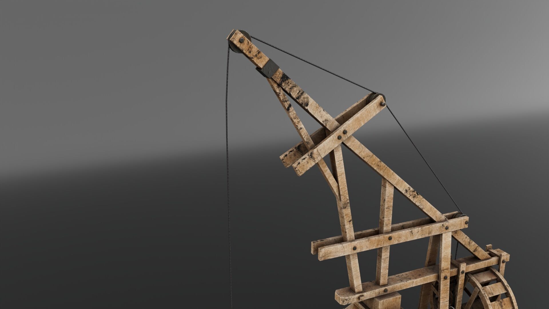 Medieval Lifting Device Low-poly 3D model_3