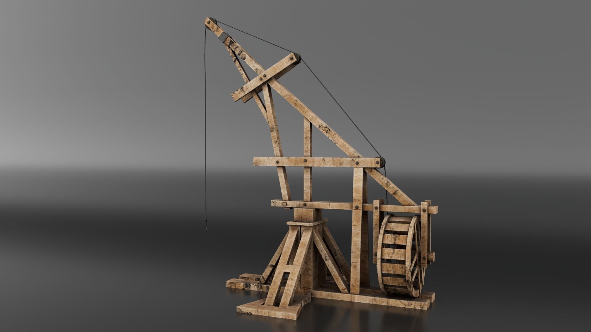 Medieval Lifting Device Low-poly 3D model_1