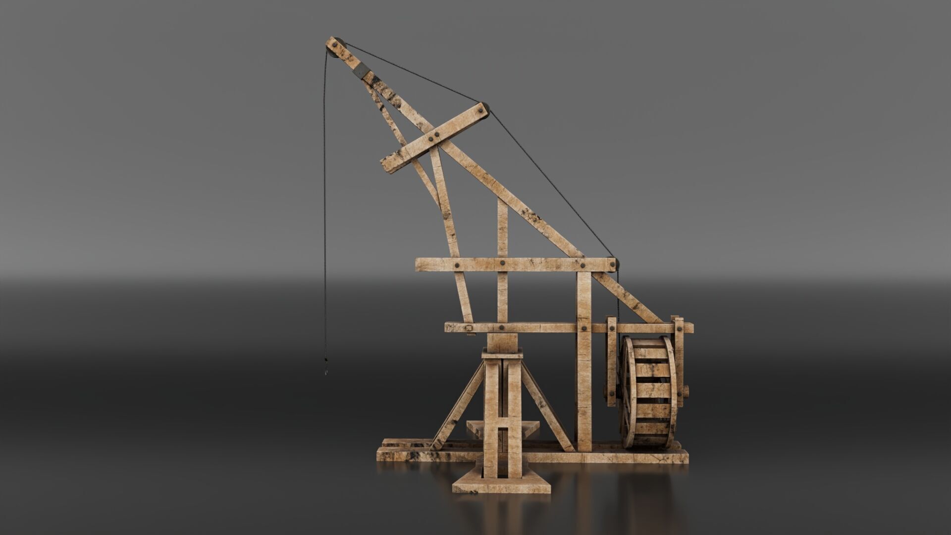 Medieval Lifting Device Low-poly 3D model_2