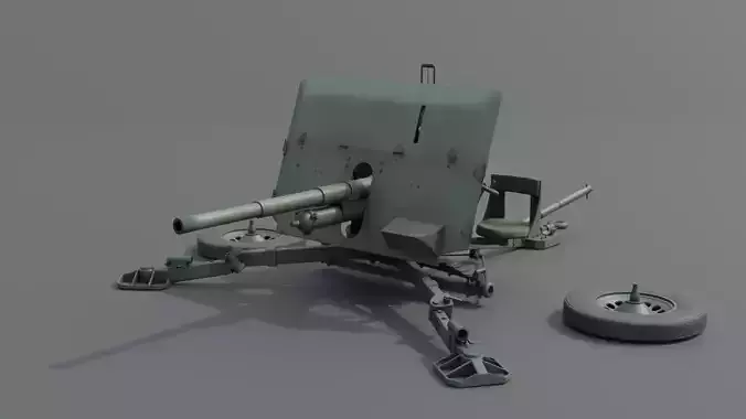 Ordnance QF 2 Pounder Anti-Tank Gun Low-poly 3D model