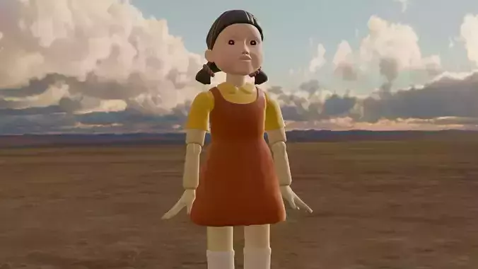 Squid game doll 3d model Low-poly 3D model