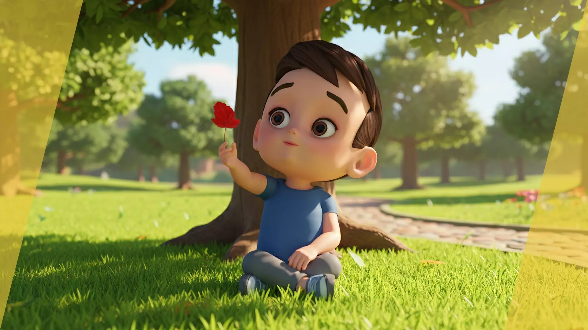 Cute Stylized toon 3D Boy Cartoon Child Rigged Model Low-poly 3D model_3