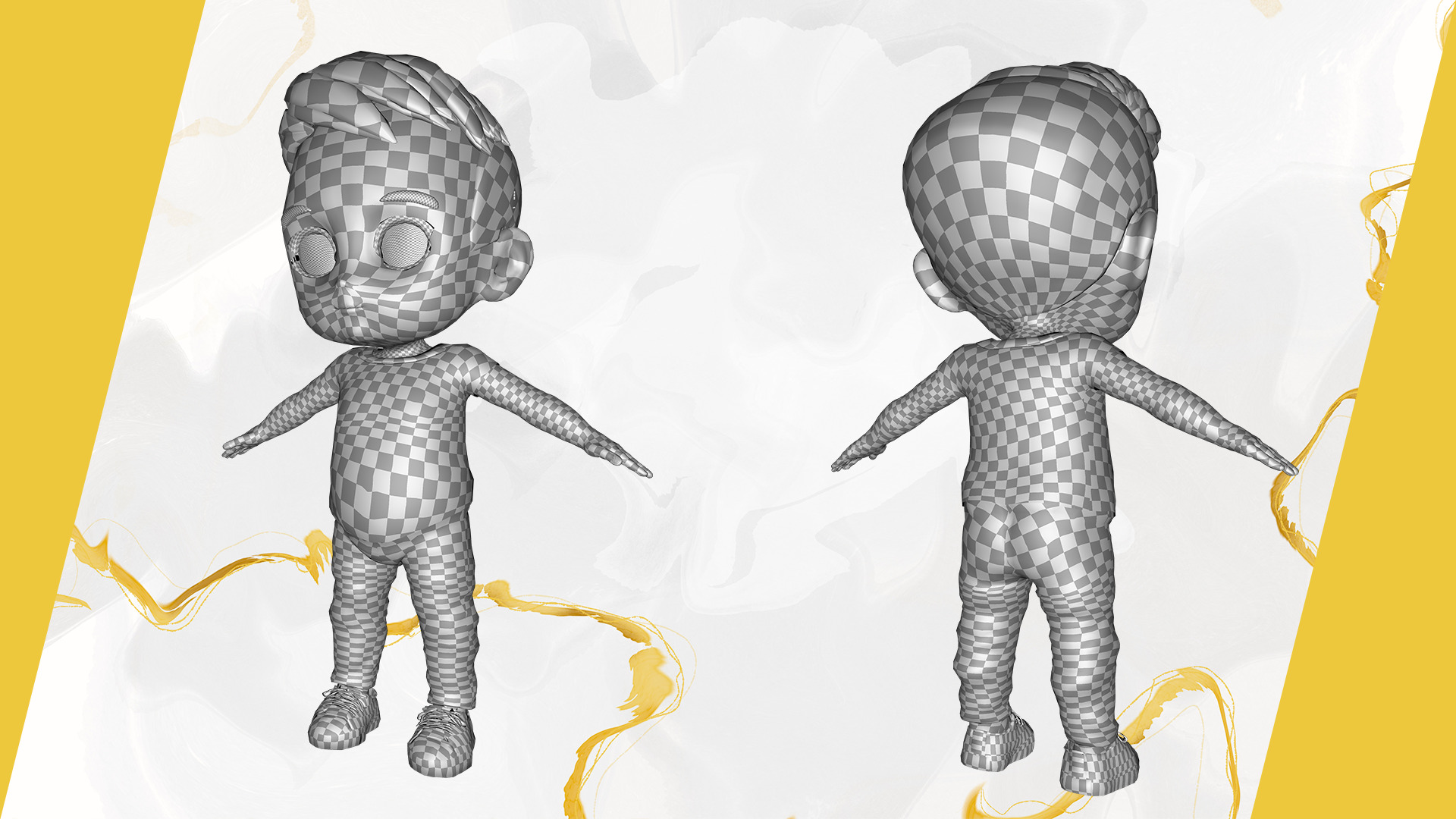 Cute Stylized toon 3D Boy Cartoon Child Rigged Model Low-poly 3D model_28
