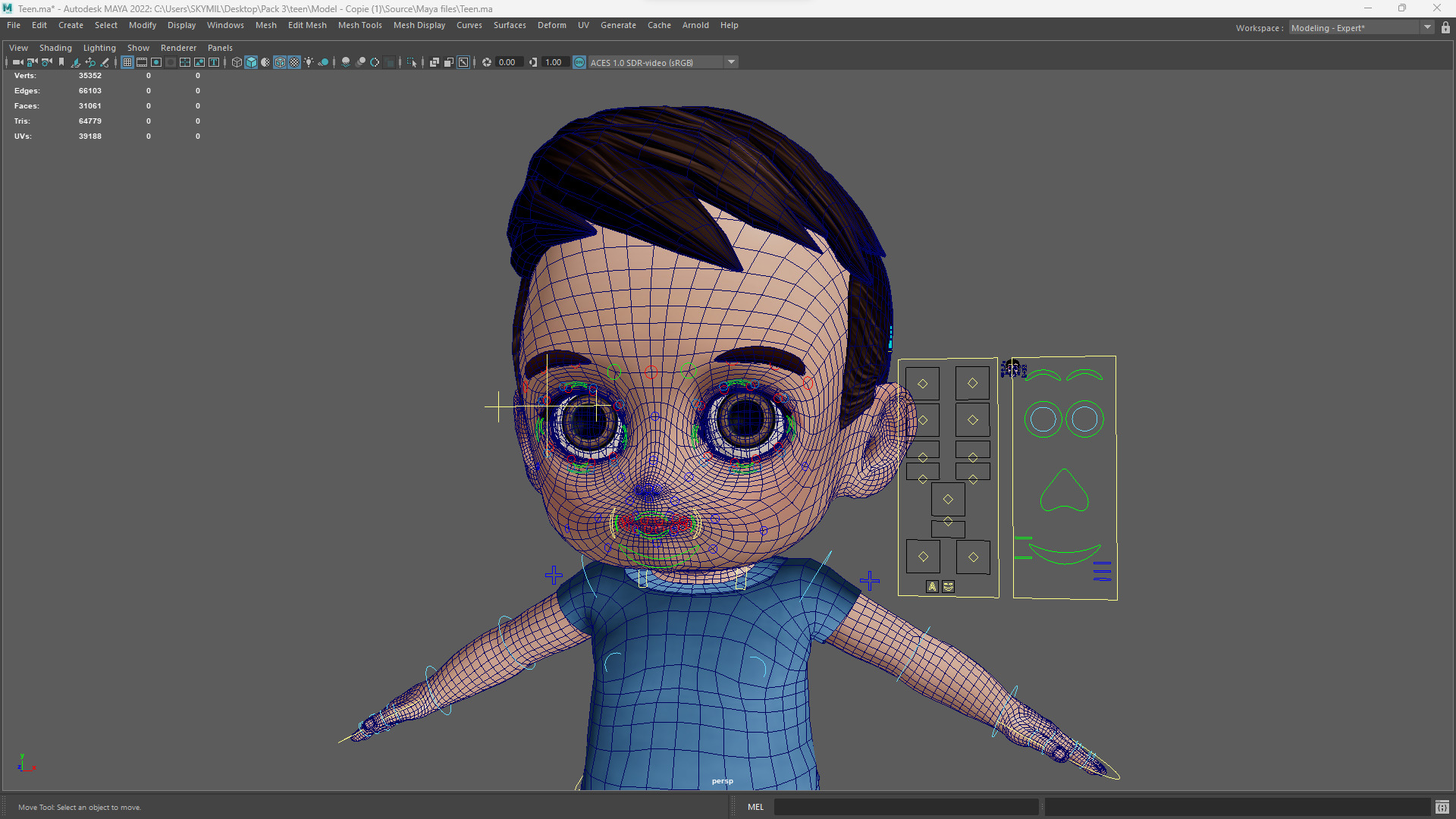 Cute Stylized toon 3D Boy Cartoon Child Rigged Model Low-poly 3D model_21
