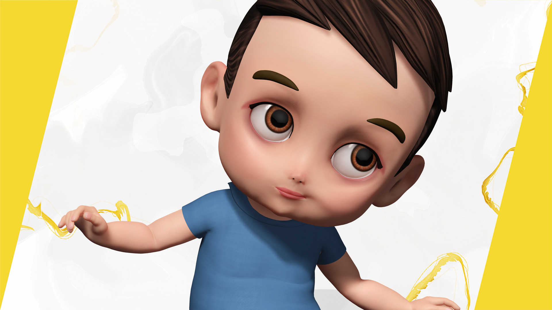 Cute Stylized toon 3D Boy Cartoon Child Rigged Model Low-poly 3D model_1