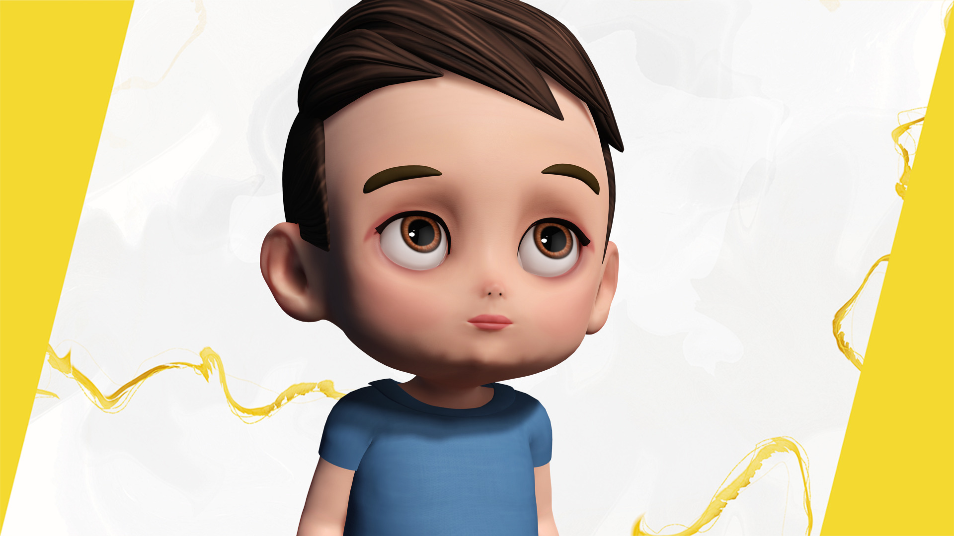 Cute Stylized toon 3D Boy Cartoon Child Rigged Model Low-poly 3D model_11