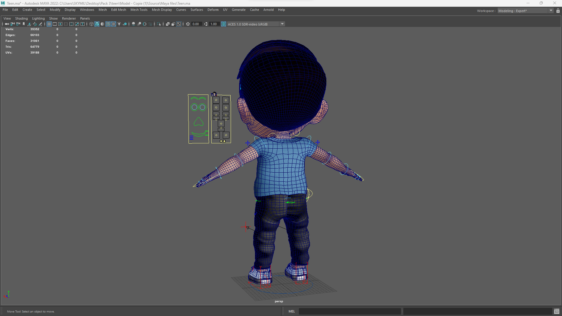 Cute Stylized toon 3D Boy Cartoon Child Rigged Model Low-poly 3D model_23