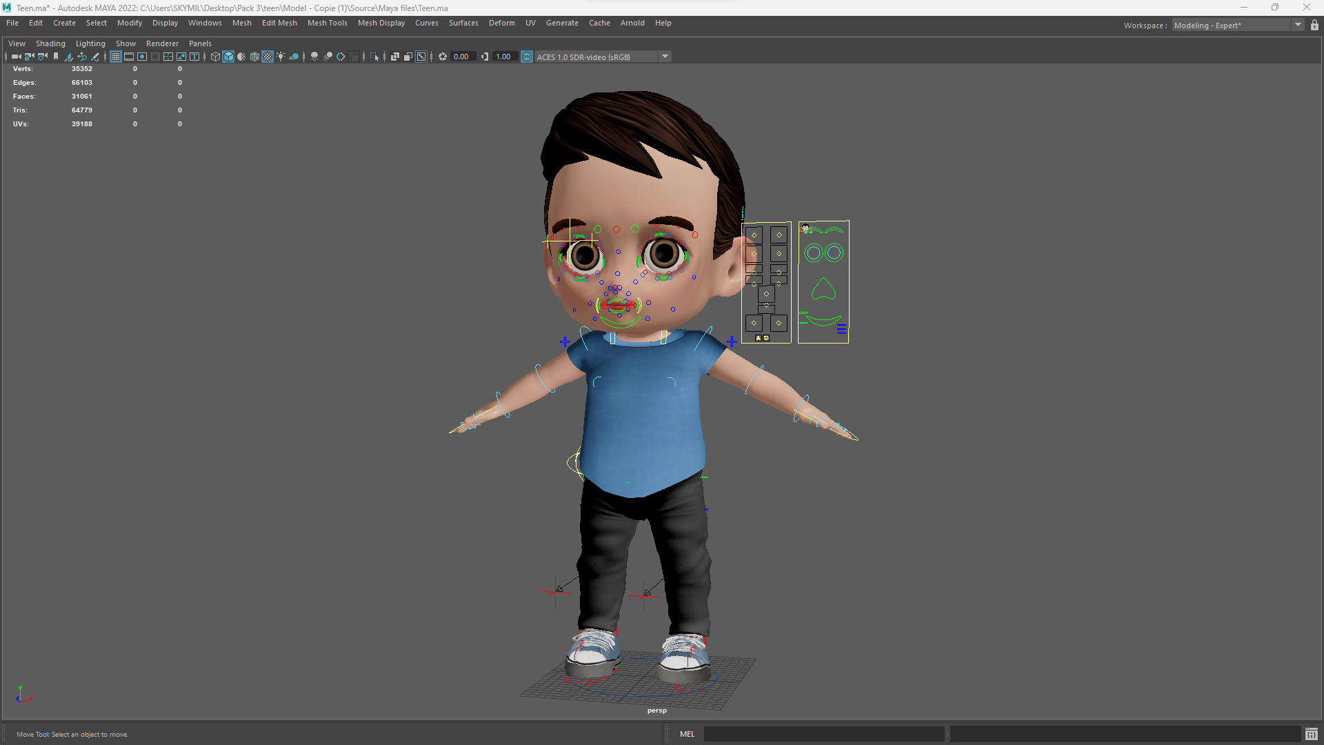 Cute Stylized toon 3D Boy Cartoon Child Rigged Model Low-poly 3D model_22