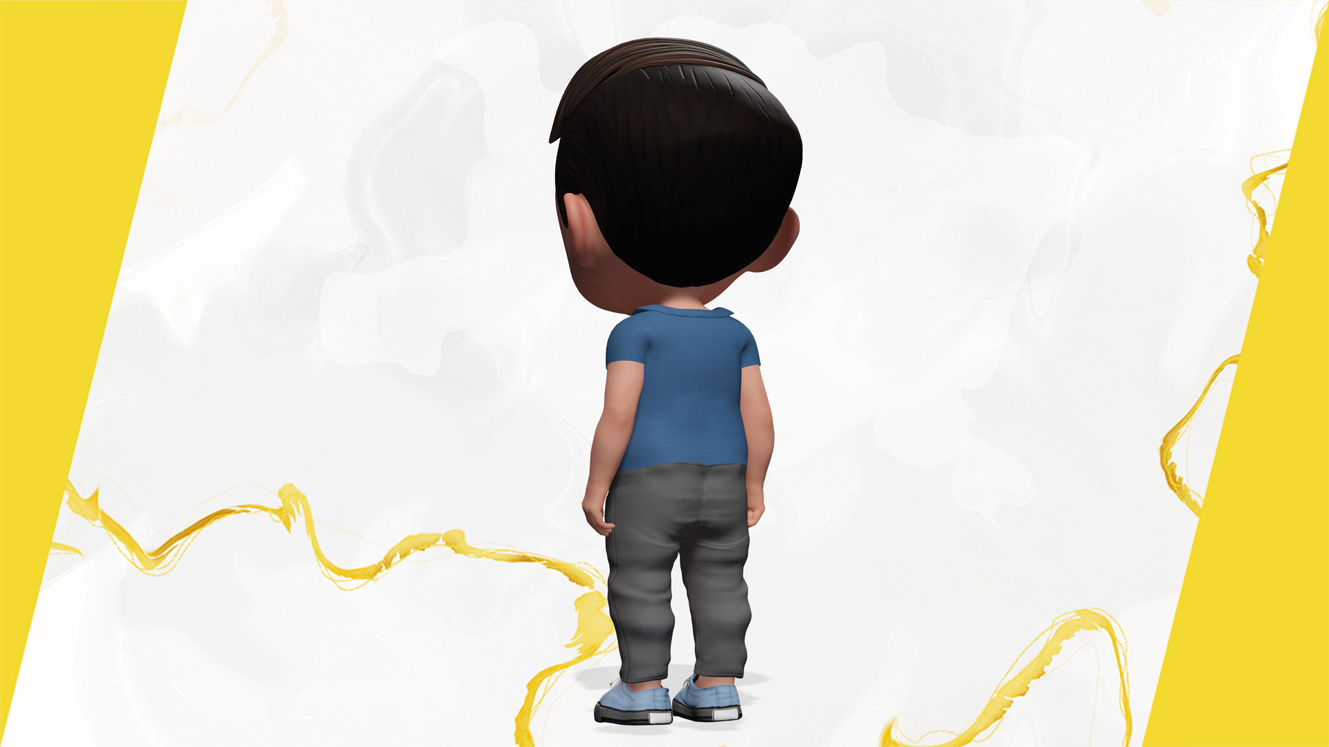 Cute Stylized toon 3D Boy Cartoon Child Rigged Model Low-poly 3D model_9