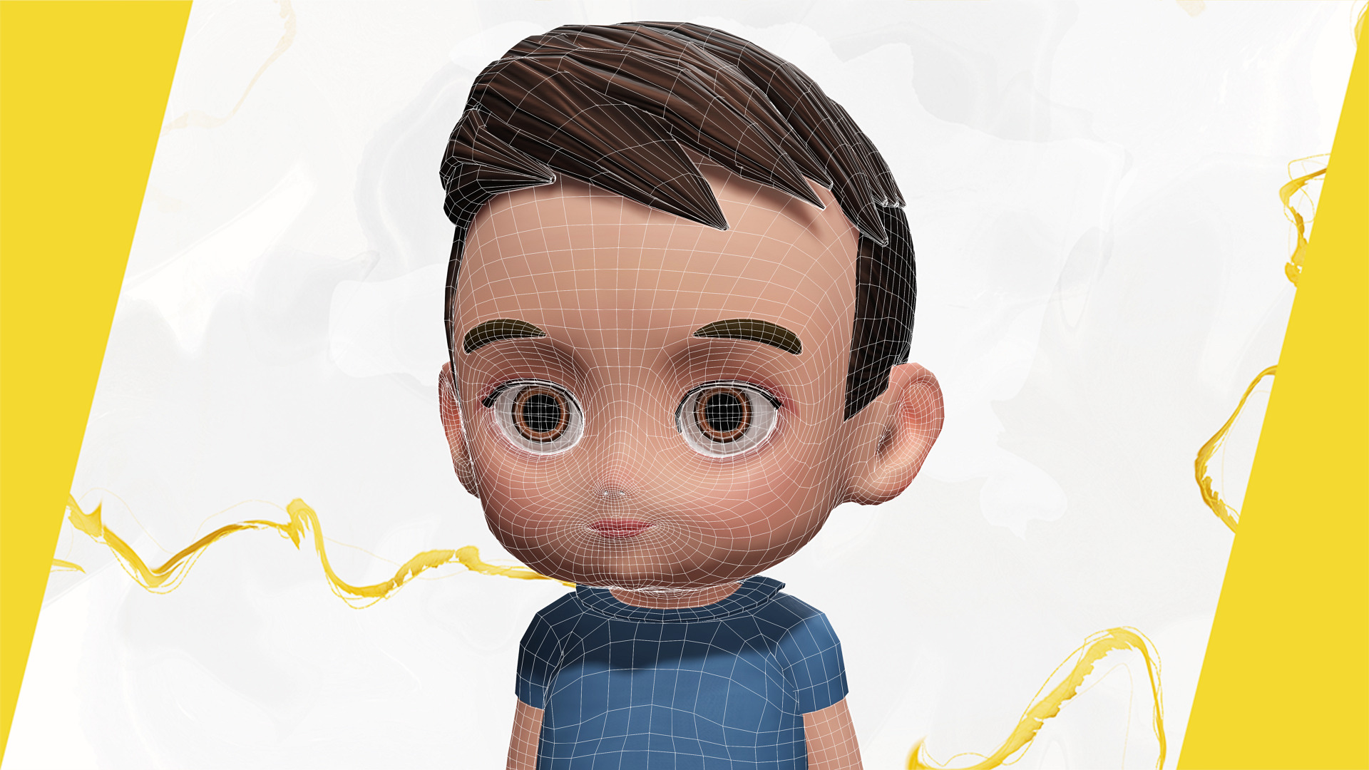 Cute Stylized toon 3D Boy Cartoon Child Rigged Model Low-poly 3D model_2