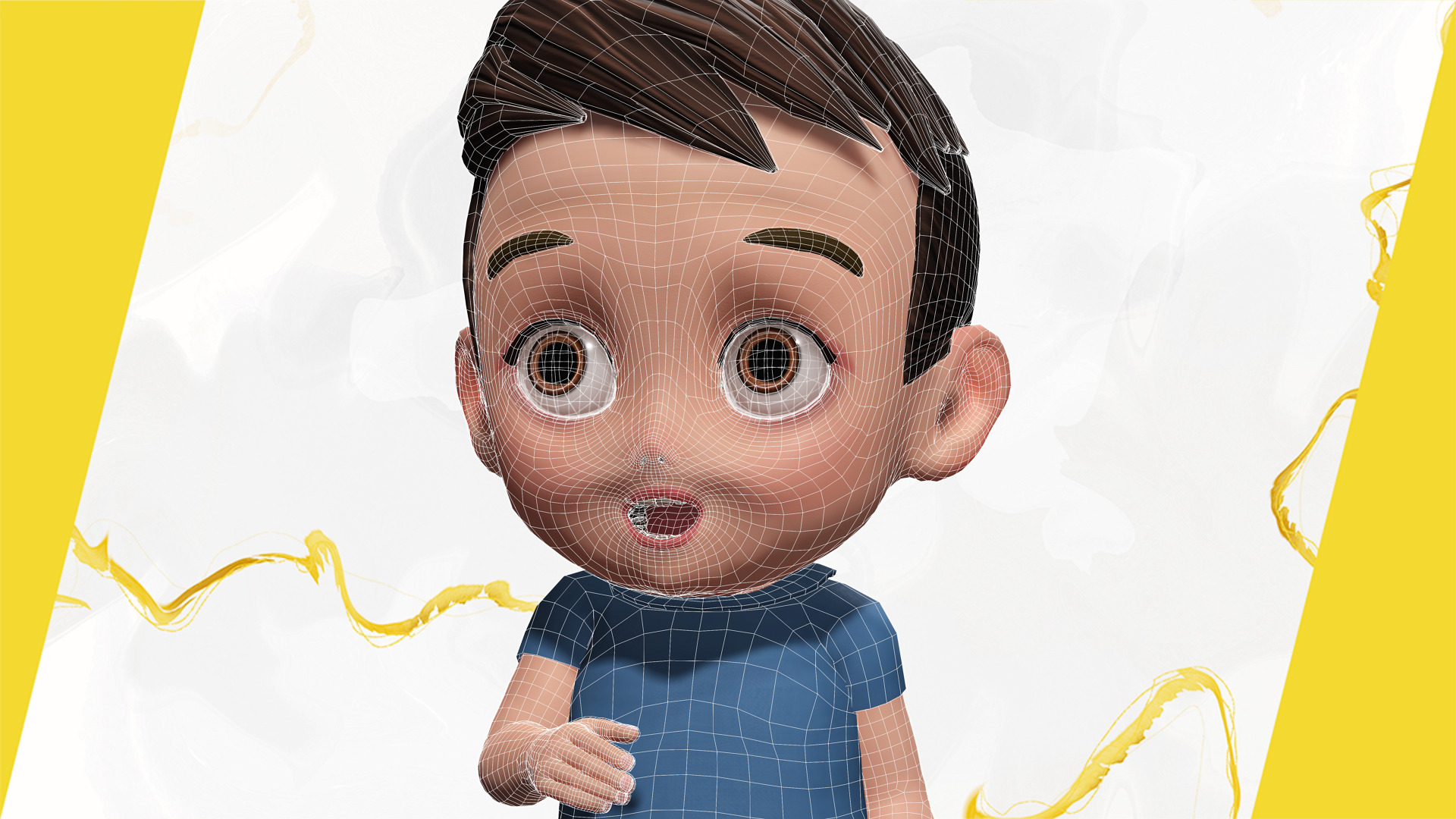 Cute Stylized toon 3D Boy Cartoon Child Rigged Model Low-poly 3D model_10