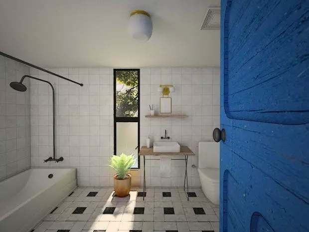 bathroom with materials and texture 3D model