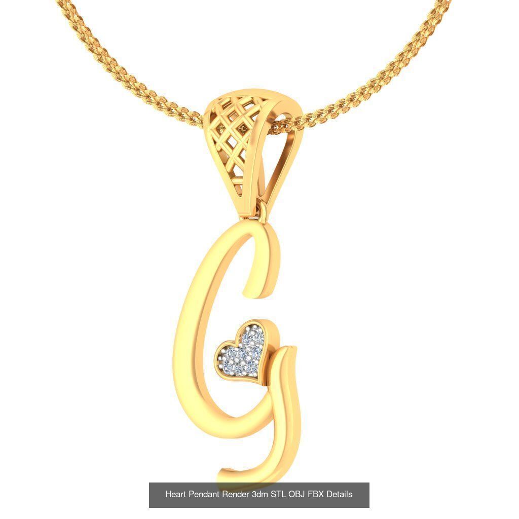 A-Z Heart Pendant Render 3dm STL OBJ FBX Details Collection _8
