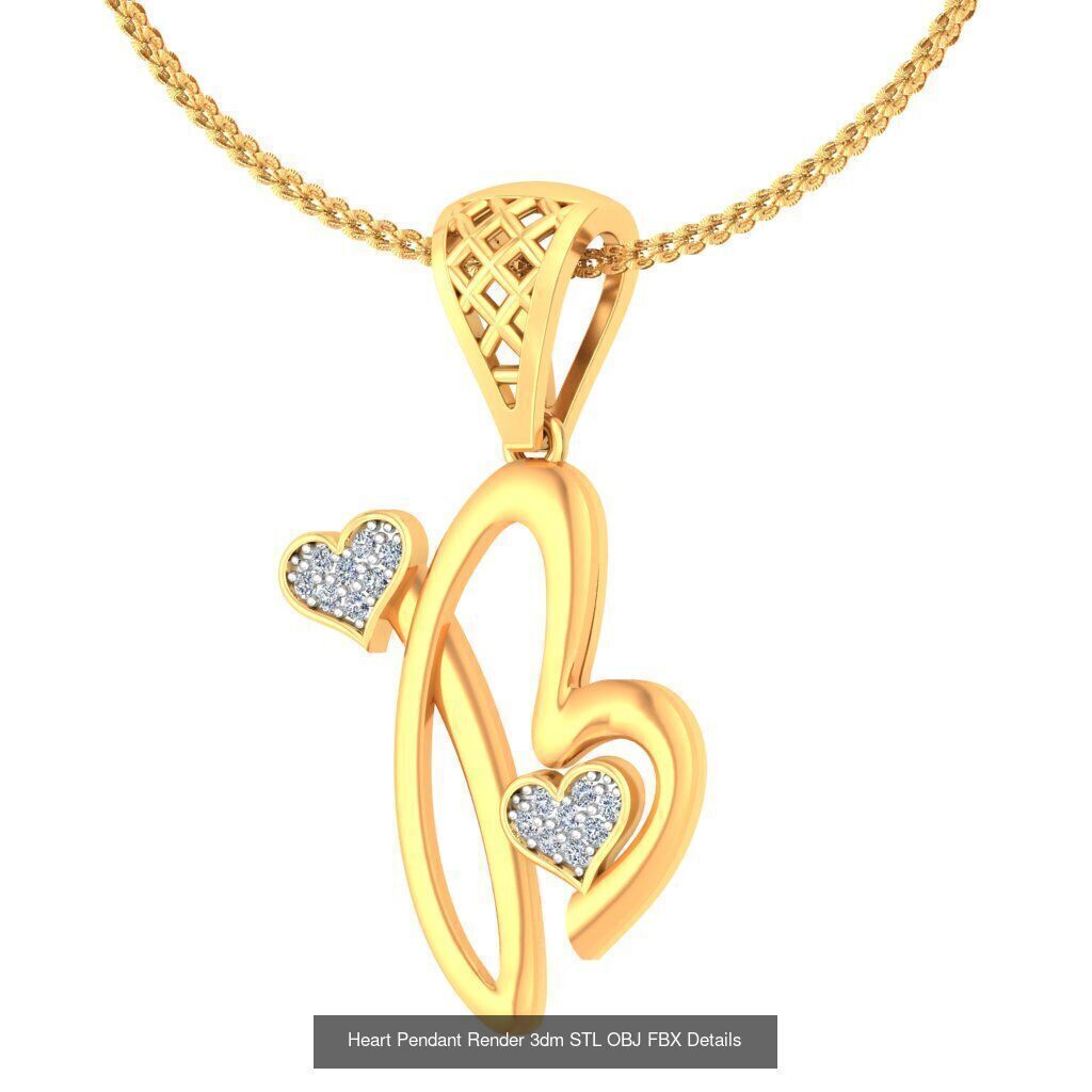 A-Z Heart Pendant Render 3dm STL OBJ FBX Details Collection _3