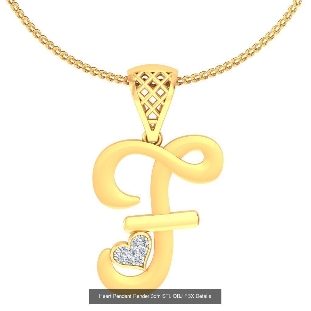 A-Z Heart Pendant Render 3dm STL OBJ FBX Details Collection _7