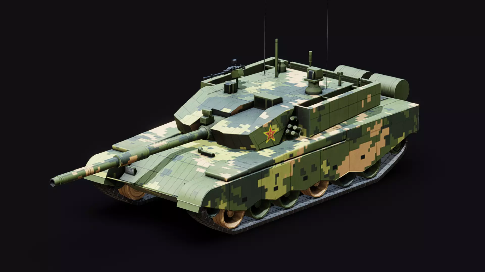 Type 99A Chinese Main Battle Tank Low-poly 3D model